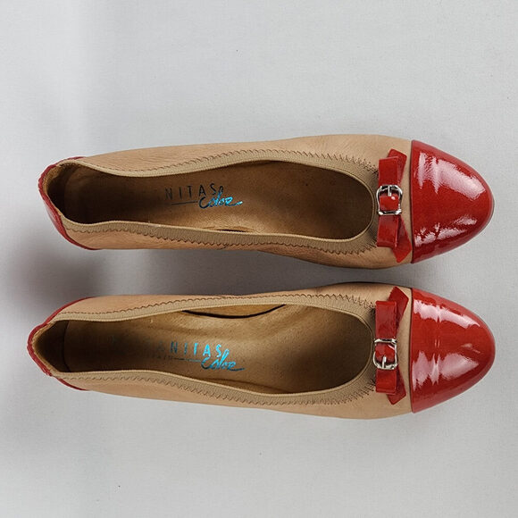 Hispanitas Brown & Red Leather Wedge Heel Shoes Size 9 - Picture 3 of 8